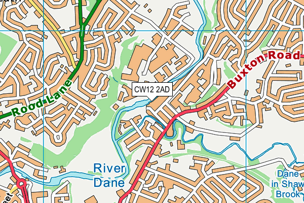 CW12 2AD map - OS VectorMap District (Ordnance Survey)