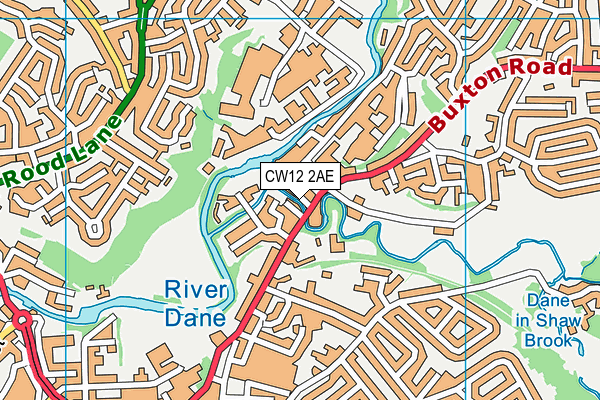 CW12 2AE map - OS VectorMap District (Ordnance Survey)