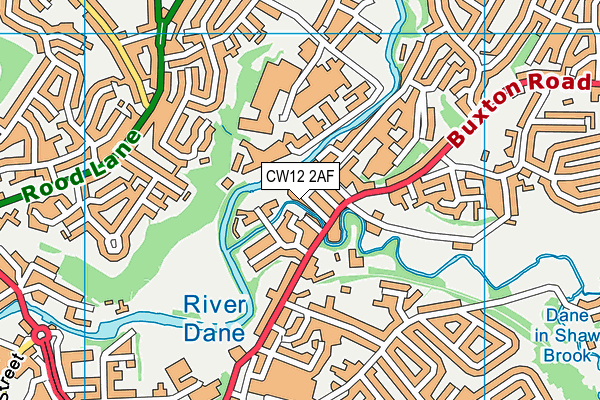 CW12 2AF map - OS VectorMap District (Ordnance Survey)