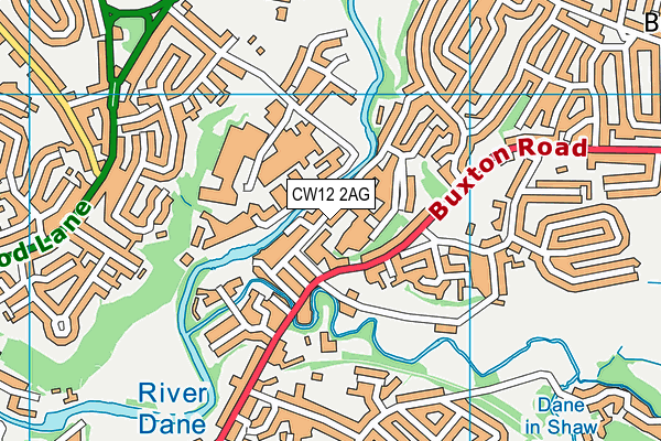 CW12 2AG map - OS VectorMap District (Ordnance Survey)