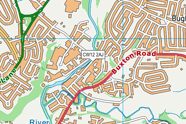 CW12 2AJ map - OS VectorMap District (Ordnance Survey)