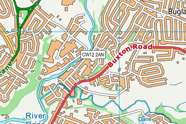 CW12 2AN map - OS VectorMap District (Ordnance Survey)