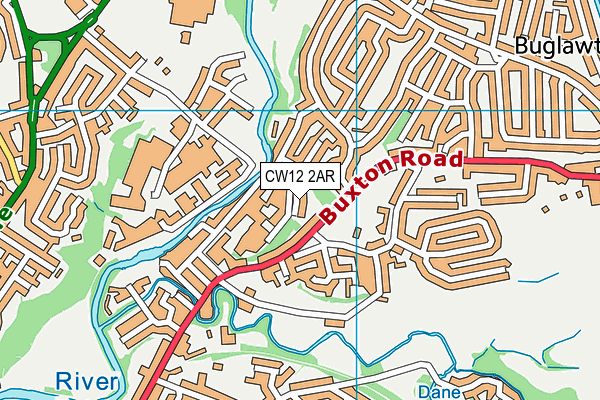 CW12 2AR map - OS VectorMap District (Ordnance Survey)