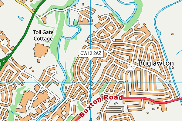 CW12 2AZ map - OS VectorMap District (Ordnance Survey)