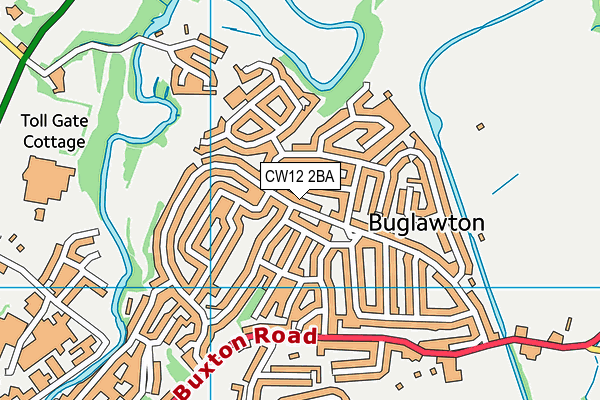 CW12 2BA map - OS VectorMap District (Ordnance Survey)