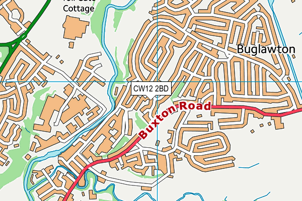 CW12 2BD map - OS VectorMap District (Ordnance Survey)