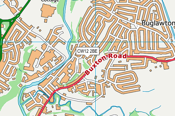 CW12 2BE map - OS VectorMap District (Ordnance Survey)