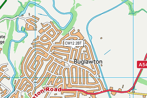 CW12 2BT map - OS VectorMap District (Ordnance Survey)