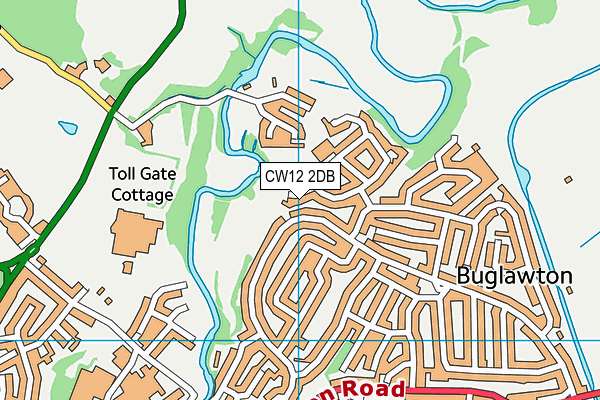 CW12 2DB map - OS VectorMap District (Ordnance Survey)