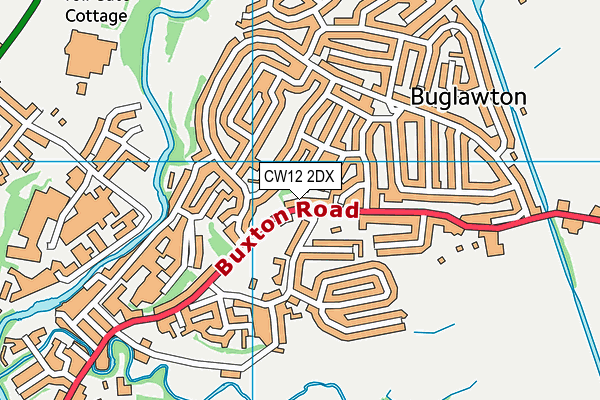 CW12 2DX map - OS VectorMap District (Ordnance Survey)