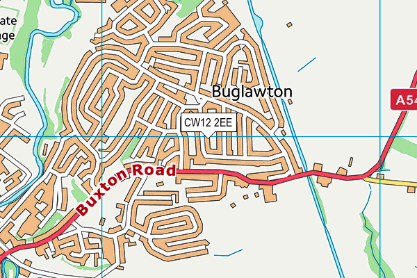 CW12 2EE map - OS VectorMap District (Ordnance Survey)