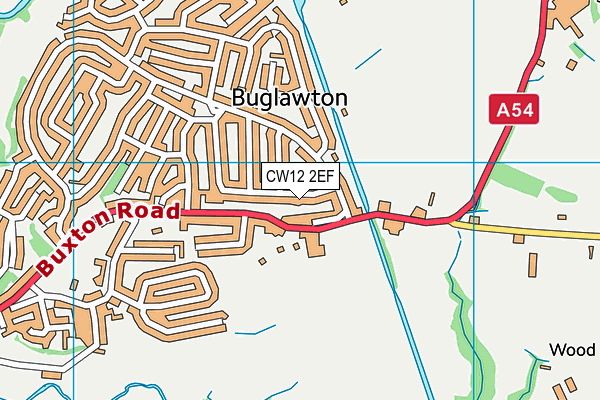 CW12 2EF map - OS VectorMap District (Ordnance Survey)