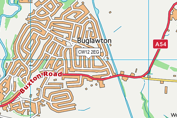 CW12 2EG map - OS VectorMap District (Ordnance Survey)