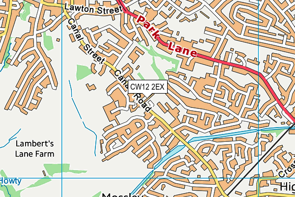 CW12 2EX map - OS VectorMap District (Ordnance Survey)