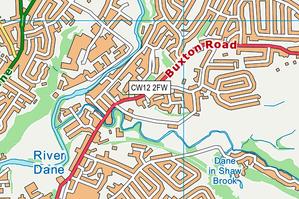 CW12 2FW map - OS VectorMap District (Ordnance Survey)