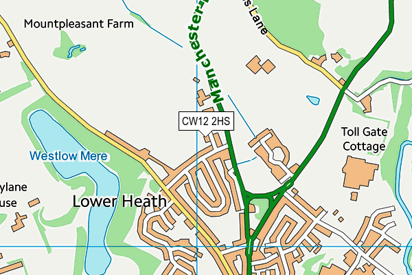 CW12 2HS map - OS VectorMap District (Ordnance Survey)