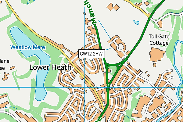 CW12 2HW map - OS VectorMap District (Ordnance Survey)