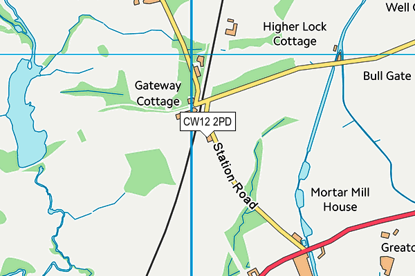 CW12 2PD map - OS VectorMap District (Ordnance Survey)