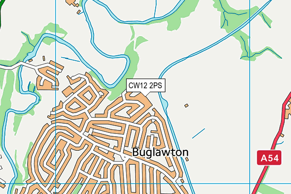 CW12 2PS map - OS VectorMap District (Ordnance Survey)