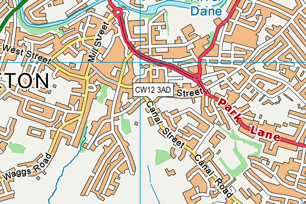 CW12 3AD map - OS VectorMap District (Ordnance Survey)