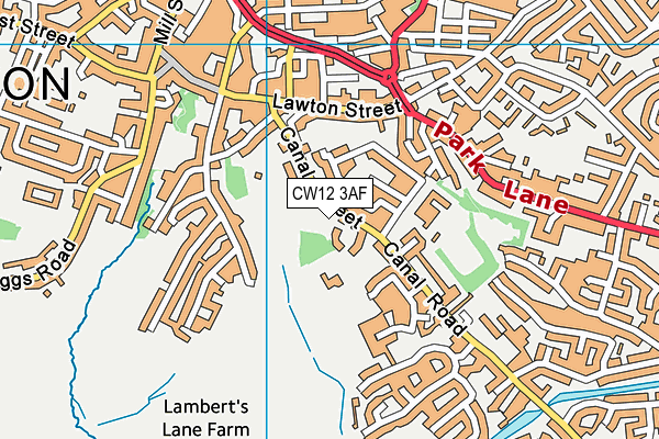 CW12 3AF map - OS VectorMap District (Ordnance Survey)