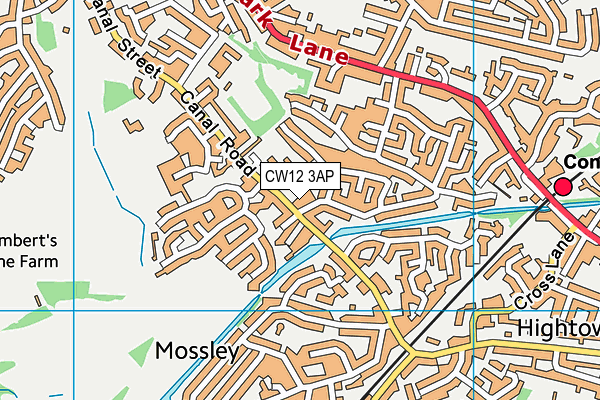 CW12 3AP map - OS VectorMap District (Ordnance Survey)