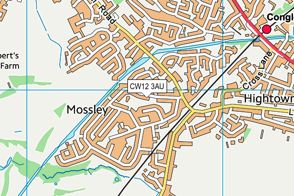 CW12 3AU map - OS VectorMap District (Ordnance Survey)