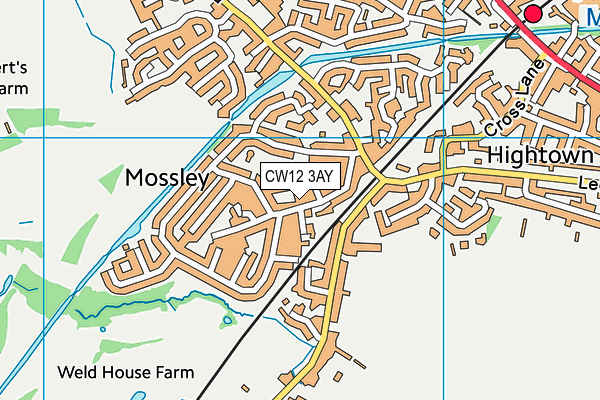 CW12 3AY map - OS VectorMap District (Ordnance Survey)