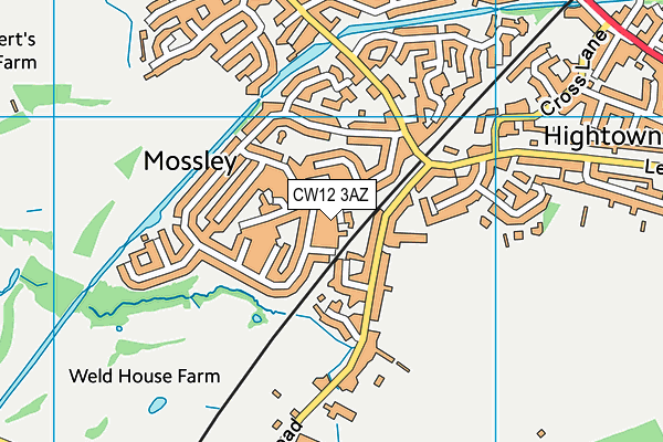 CW12 3AZ map - OS VectorMap District (Ordnance Survey)