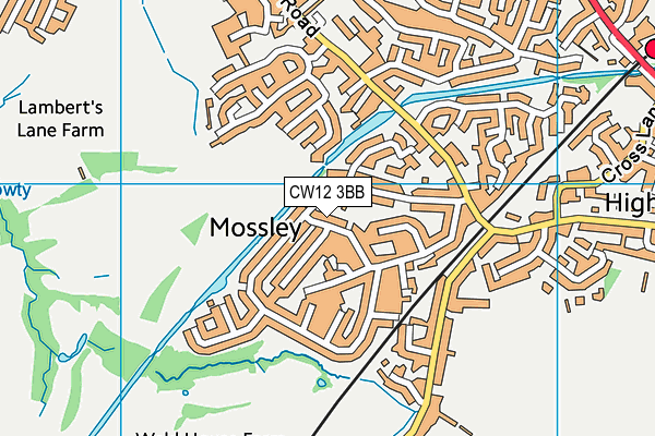 CW12 3BB map - OS VectorMap District (Ordnance Survey)