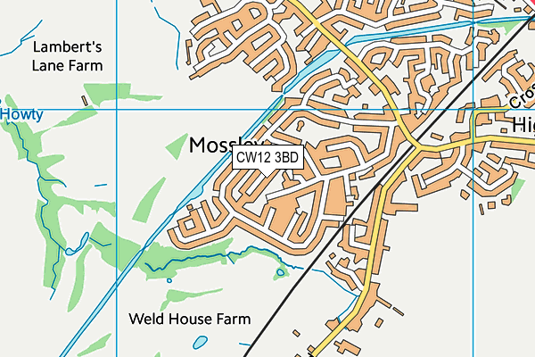 CW12 3BD map - OS VectorMap District (Ordnance Survey)