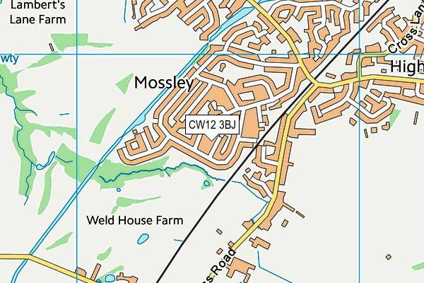 CW12 3BJ map - OS VectorMap District (Ordnance Survey)