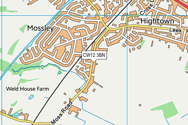 Mossley Cricket Club map (CW12 3BN) - OS VectorMap District (Ordnance Survey)