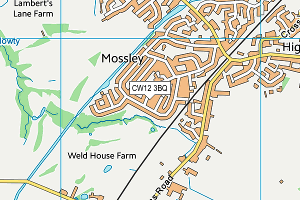 CW12 3BQ map - OS VectorMap District (Ordnance Survey)