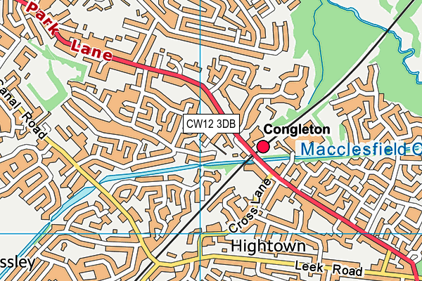 CW12 3DB map - OS VectorMap District (Ordnance Survey)