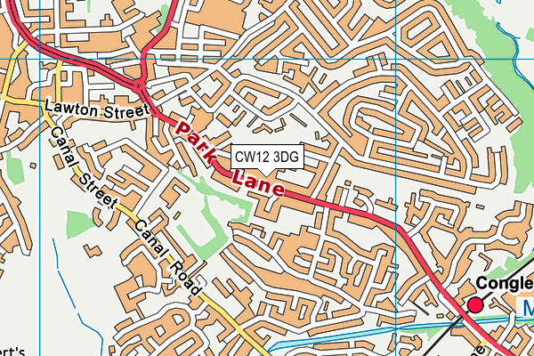 CW12 3DG map - OS VectorMap District (Ordnance Survey)