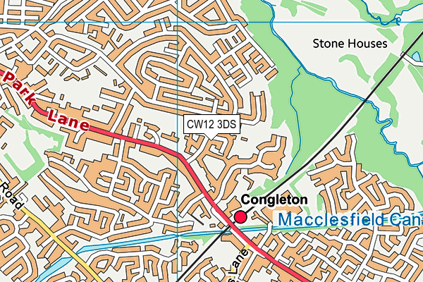 CW12 3DS map - OS VectorMap District (Ordnance Survey)