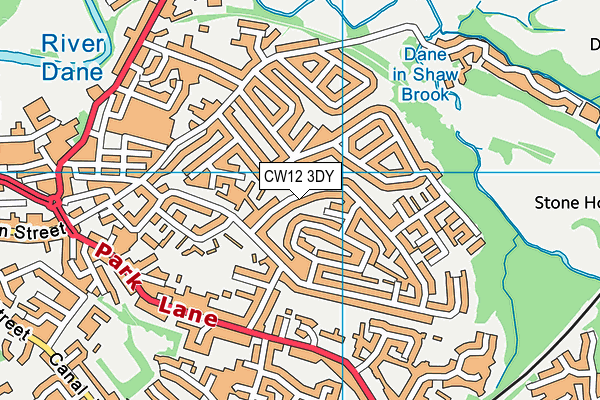 CW12 3DY map - OS VectorMap District (Ordnance Survey)