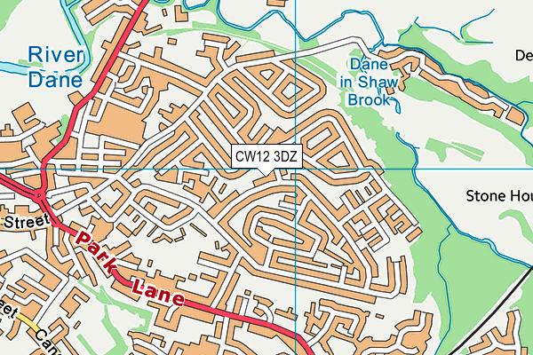 CW12 3DZ map - OS VectorMap District (Ordnance Survey)