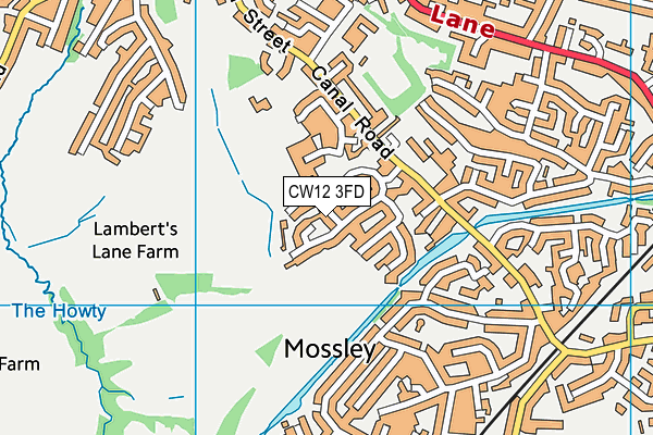 CW12 3FD map - OS VectorMap District (Ordnance Survey)