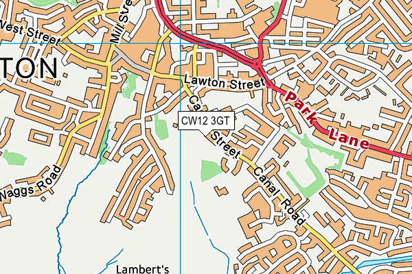 CW12 3GT map - OS VectorMap District (Ordnance Survey)