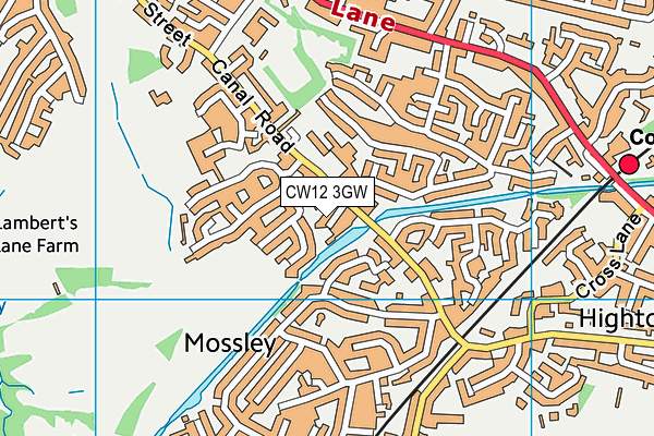 CW12 3GW map - OS VectorMap District (Ordnance Survey)