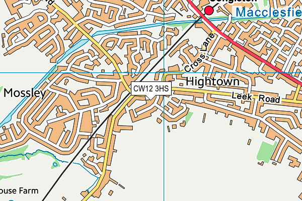 CW12 3HS map - OS VectorMap District (Ordnance Survey)