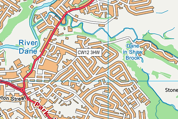 CW12 3HW map - OS VectorMap District (Ordnance Survey)