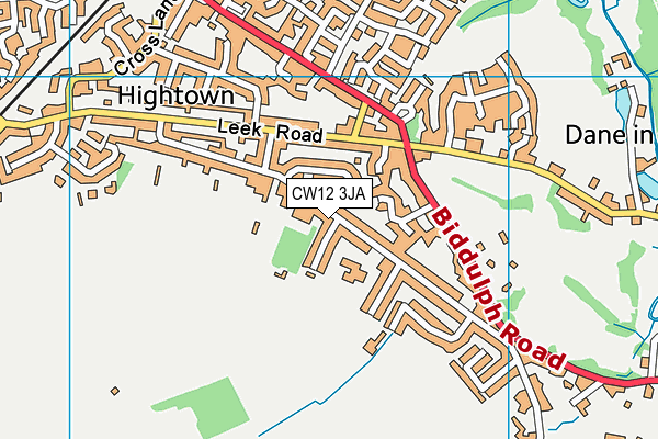 Mossley CofE Primary School map (CW12 3JA) - OS VectorMap District (Ordnance Survey)