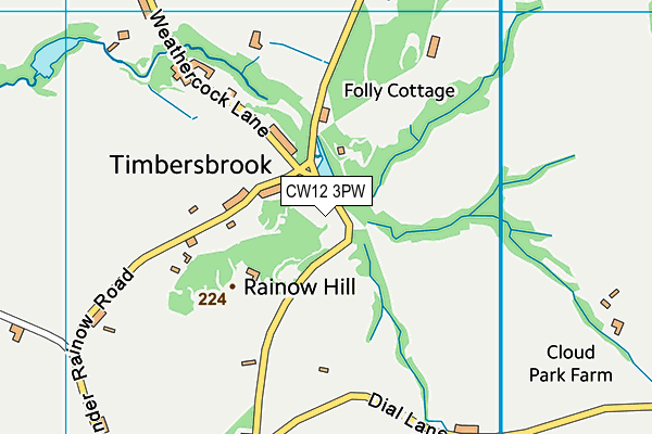 CW12 3PW map - OS VectorMap District (Ordnance Survey)