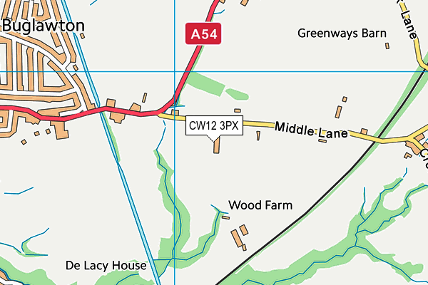 CW12 3PX map - OS VectorMap District (Ordnance Survey)