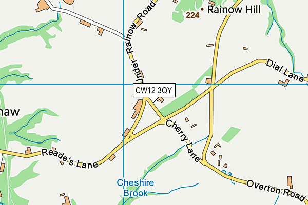 CW12 3QY map - OS VectorMap District (Ordnance Survey)