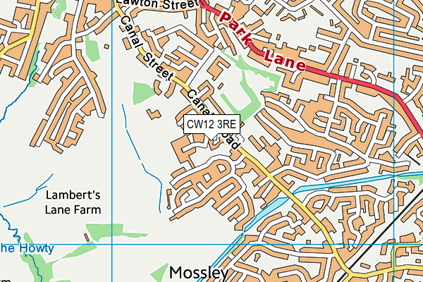 CW12 3RE map - OS VectorMap District (Ordnance Survey)