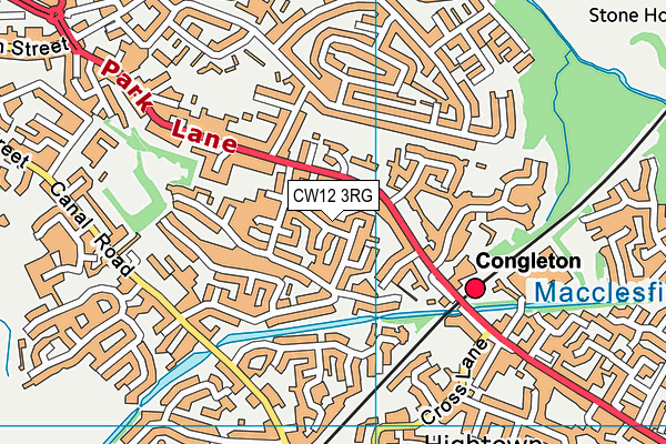 CW12 3RG map - OS VectorMap District (Ordnance Survey)